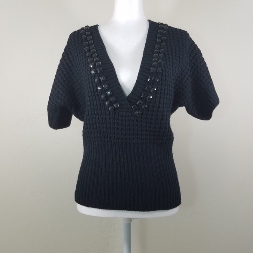 One 7 Six V-Neck Knit Chunky  Sweater Size L